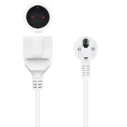 Nanocable Cable de Alimentación Alargador Schuko, 5 m, Blanco